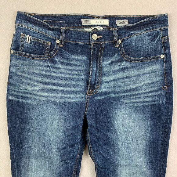 BKE Denim Buckle Mens Pants 36x25 Blue Jeans Seth Straight Leg Baggy Relaxed Fit - Picture 2 of 14